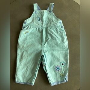 Vintage Gymboree Spring Showers Overalls Aqua Dragonfly Floral 6-12m